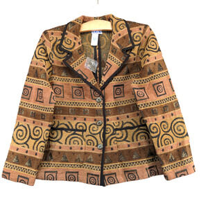 BFA Classics Women's Tapestry Jacket Medium Multi Aztec Shoulder Pads Vintage